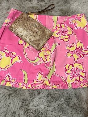 Lilly Pulitzer Pink and Yellow Floral Ruffle Skirt